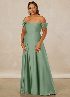 Christian Siriano Bridal for Azazie 1002 Bridesmaid Dresses Matcha A-Line Off the Shoulder Stretch Satin Convertible Dress image11