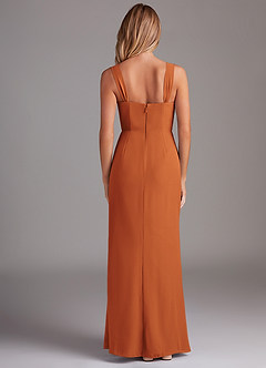 Azazie Denice Vestidos de damas de honor Vestido de Canela de Gasa de Corte Recto con Plisado image2