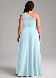 Azazie Phaedra Bridesmaid Dresses Cloud Blue A-Line One Shoulder Chiffon Dress image8