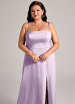 Azazie Wren Vestidos de damas de honor Vestido de Lila Esmerilada de Satén Elástico de Corte en A Convertible con Sin tirantes image11