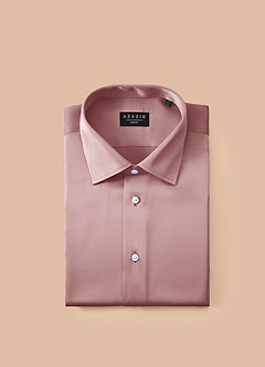 front Julian Dusty Rose Stretch Satin Dress Shirt