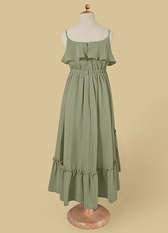 Azazie Karmen Flower Girl Dresses Pistachio A-Line Ruched Chiffon Dress image7