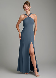 Azazie Rue Bridesmaid Dresses Neptune A-Line Halter Chiffon Dress image4