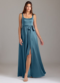 Azazie Elliott Bridesmaid Dresses Bermuda A-Line with Pockets Stretch Satin Dress image5