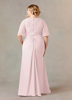 Azazie Carson vestidos de madre de la novia Vestido de Rosa Rubor de Gasa de Corte En A con Encaje de cuello en V image7