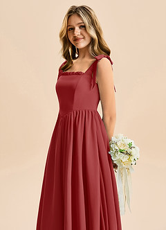 Azazie Delia Junior Abito A-Line in Chiffon Fiocco Ruggine image7