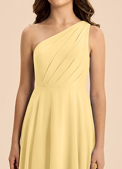 Azazie Phaedra Junior Butter A-Line Pleated Chiffon Dress image7