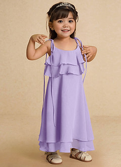Azazie Temi Flower Girl Dresses Lilac A-Line Spaghetti Strap Chiffon Dress image7