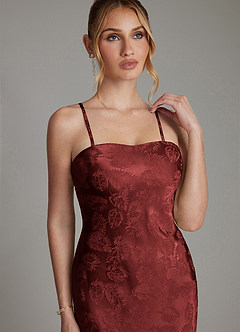 Azazie Viv Bridesmaid Dresses Rust Jacquard Sheath Strapless Jacquard Dress image5