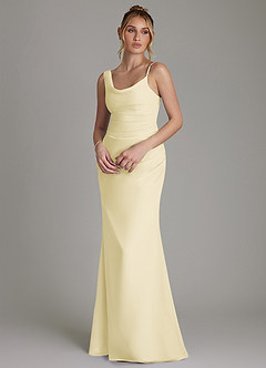 Azazie Ama Jurken voor bruidsmeisjes Jurk van Chiffon met A-Lijn Geplooid Citroensorbet image3