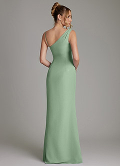 Azazie Ama Final Sale Matcha A-Line Pleated Chiffon Dress image5