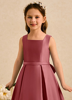 Azazie Josie Flower Girl Dresses Antique Rose A-Line Pleated Matte Satin Dress image5