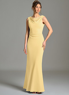 Azazie Kieryn Bridesmaid Dresses Butter Mermaid Pleated Chiffon Dress image1