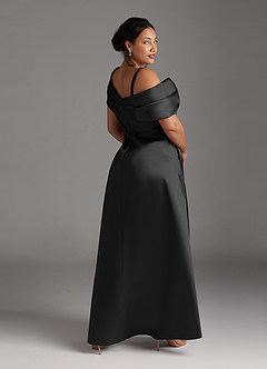 Azazie Marissa Mother of the Bride Dresses Black A-Line Pleated  Mikado Dress image9