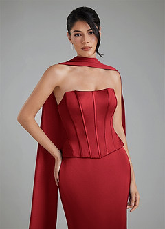 Azazie River Rochii de domnișoară de onoare Teacă Corset Satin elastic Lungime până la podea Rochie image10
