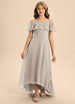 Azazie Maggie Junior Frost A-Line Off the Shoulder Chiffon Dress image5
