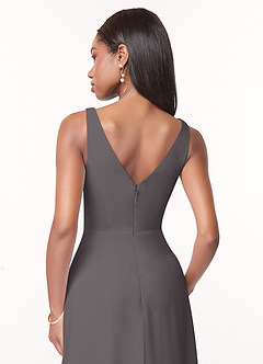 Azazie Nala Bridesmaid Dresses Steel Grey A-Line Pleated Chiffon Dress image5