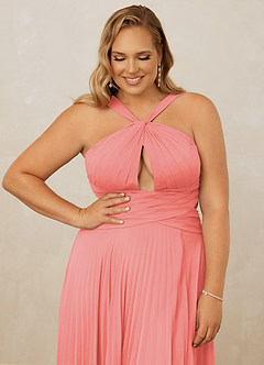 Christian Siriano Bridal for Azazie 1009 Bridesmaid Dresses Coral A-Line Pleated Chiffon Dress image13