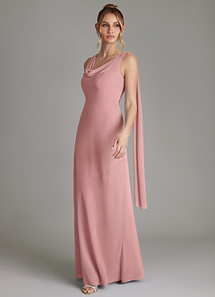 Azazie Essence Bridesmaid Dresses Dusty Rose Sheath Chiffon Dress image4