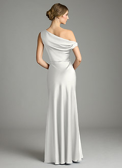 Azazie Emerson Brudtärnklänningar Klä av Sjöjungfru i Stretch Satin Av axeln Vit image2