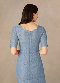 Azazie Lisa Venta Final Vestido de Azul Polvoriento de Encaje de Sirena image5