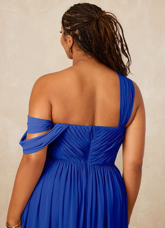 Christian Siriano Bridal for Azazie 1014 Robes de demoiselle d'honneur Robe Trapèze en Mousseline de soie Épaule décolletée Bleu Roi image8