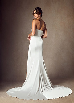 Azazie Elara Wedding Dresses Diamond White Mermaid Strapless Stretch Satin Dress image6
