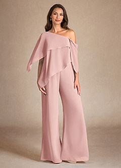 Azazie Halima Abiti per la Madre della Sposa Abito Tuta Pantaloni in Chiffon Spacco Laterale Rosa Cipria image1