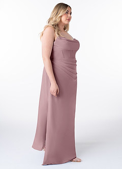 Azazie Mai Bridesmaid Dresses Dusty Rose Sheath Pleated Chiffon Dress image10