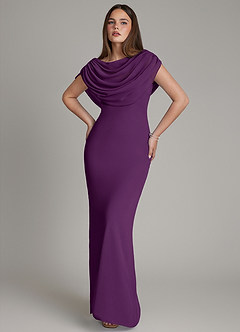 Azazie Hadley Bridesmaid Dresses Grape Mermaid Pleated Chiffon Dress image10