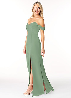 Azazie Joretta Final Sale Matcha A-Line Off the Shoulder Chiffon Convertible Dress image4