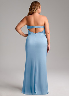 Azazie Leonis Bridesmaid Dresses Powder Blue Mermaid Pleated Stretch Satin Convertible Dress image9