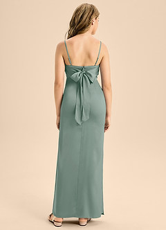 Azazie Mai Junior Silver Sage Sheath Sweetheart Neckline Stretch Satin Dress image3