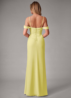 Azazie Haisley Bridesmaid Dresses Lemon Sorbet Sheath Off the Shoulder Chiffon Convertible Dress image7