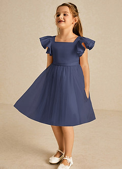 Azazie Kaeya Flower Girl Dresses Stormy A-Line Bow Tulle Dress image4