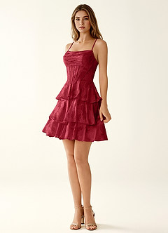 Rietta Ruby Red Floral Burnout Ruffles Mini Dress image5