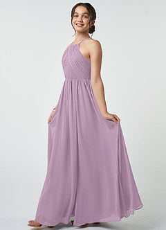 Azazie Leighton Junior Wisteria A-Line Pleated Chiffon Dress image4