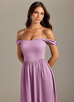 Azazie Calianna Bridesmaid Dresses Wisteria A-Line Off the Shoulder Stretch Satin Convertible Dress image3