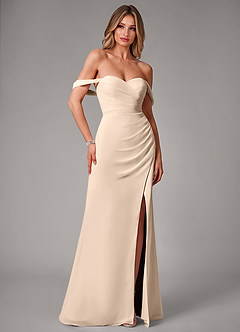 Azazie Haisley Bridesmaid Dresses White Alabaster Sheath Off the Shoulder Chiffon Convertible Dress image3