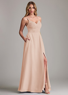 Azazie Terese Bridesmaid Dresses English Rose A-Line Pleated Chiffon Dress image6