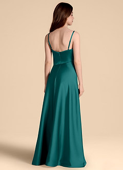 Azazie Prisha Junior Linia A Pofałdowany Satyna elastyczna Długość podłogi Młodsza druhna Sukienka image2