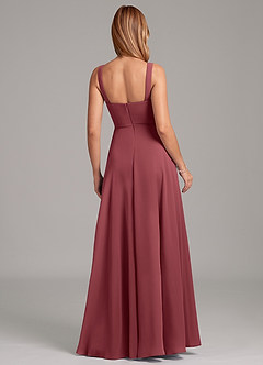 Azazie Shaude Bridesmaid Dresses Merlot A-Line Pleated Chiffon Dress image2