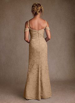 Azazie Irene vestidos de madre de la novia Vestido de Champán de Devorado Floral de Corte en A con Vestidos sin tirantes image4