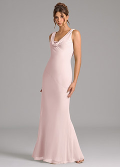 Azazie Rylina Bridesmaid Dresses Blushing Pink Mermaid Pleated Chiffon Dress image4