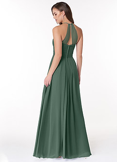 Azazie Ginger Bridesmaid Dresses Sea Moss A-Line Halter Pleated Chiffon Dress image4