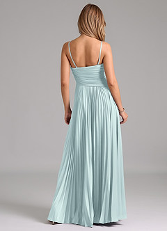 Azazie Vini Bridesmaid Dresses Mist A-Line Pleated Stretch Satin Dress image6