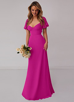 Barbie ♥ Azazie Bridesmaid Dresses Fuchsia A-Line Pleated Chiffon Dress image6