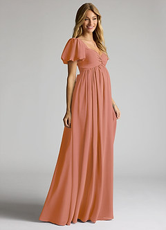 Azazie Madisynn Maternity Bridesmaid Dresses Bow Chiffon Floor-Length Dress image3