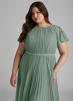 Azazie Kara vestidos de dama de honor modestos Vestido de Corte en A Plisado Hasta el suelo Gasa image15