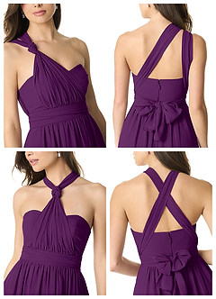 Azazie Olani Robes de demoiselle d'honneur Robe Trapèze Convertible en Mousseline de soie Épaule décolletée Grain De Raisin image7